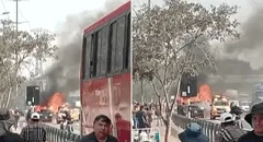 Vehículo se incendia en plena Panamericana Sur a la altura del puente Atocongo en Surco