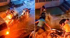 Torrencial lluvia en Jaén convierte calles en riachuelo: arrastra motocicletas y afecta viviendas