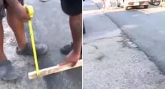 Arreglan pista de Surco, pero vecino llega con wincha para reclamar el término de la obra en el límite con Barranco