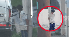 Atraparon a supuesto ladrón, lo amarraron en un poste de la calle y le colgaron un cartel: “A la familia no se le roba”