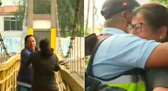 Mujer cruza puente para evitar que lo desmantelen y rompe en llanto en El Agustino: "No permitiré que se lo lleven"