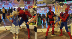 Adulta mayor se toma peculiar foto con superhéroes Spider-man y Deadpool y se vuelve viral: "La abuela Mery Wey"