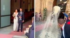 Asistentes a una boda sorprenden a pareja de recién casados y le arrojan arroz, pero con palas: “Ya no los invitan para el bautizo”