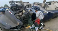 Congestión vehicular tras volcadura de camión cisterna en la avenida Ramiro Prialé: carril en peligro fue cerrado temporalmente