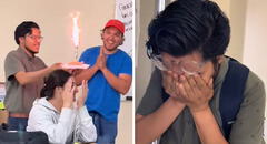 Profesor fue sorprendido por sus estudiantes y se fue a otra clase a llorar: “Es el maestro miel”