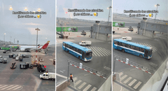 Pasajero graba bus similar a 'Los Chinos' en el nuevo aeropuerto Jorge Chávez y redes bromean: "Te llevan hasta el avión y rápido"