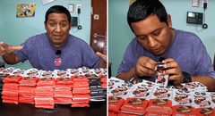 Peruano gastó cerca de S/1.000 en 101 barras de chocolate de HH para encontrar boleto dorado y se llevan gran sorpresa