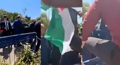 Hombre con la bandera de Palestina intentó agredir a Javier Milei mientras se dirigía a un evento en Israel