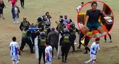 Partido de 'Copa Perú' termina en una batalla bampal en Cajamarca: policías resguardaron al árbitro