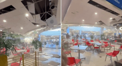 Parte del techo del patio de comida de Plaza Norte colapsa tras temblor de 6.1 grados que sacudió Lima y Callao