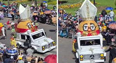 ‘Papamóvil’ se lució en desfile de alegorías en Cusco y usuarios reaccionan: “De Perú para el Vaticano”