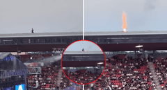 Hombre es viral por correr para apagar el fuego en el techo de un estadio durante un evento: "El verdadero héroe"