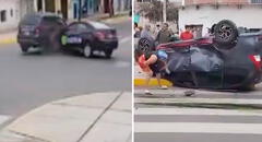Mujer en silla de ruedas salva de morir aplastada tras quedar en medio de violento choque de autos en Trujillo