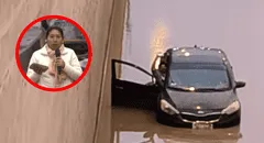 Karma instantáneo: carro que mojó a periodista quedó atrapado en bypass inundado y pidió ayuda