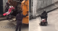 Captan a trabajador en Piura jugando con carrito que encontró en la basura y conmueve en redes: "Tiene a su niño interior"