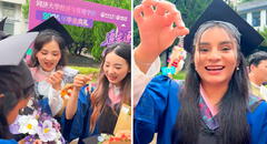 Peruana se gradúa en China y sorprende a sus compañeros al obsequiarles llaveros de llamitas: “Un pedacito de Perú en Asia”