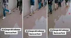 Lluvias inundan pistas y peatones tienen que caminar sobre ladrillos: "El juego del calamar versión Perú"