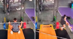 Fuerte sismo sorprende a joven que hacía sentadillas en gimnasio: trató de evacuar, pero le dio un calambre