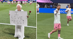 Mujer de 98 años sorprende a Lionel Messi en partido de Inter Miami con peculiar mensaje y es viral: "Cásate conmigo"