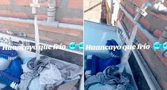 Mujer deja abierto el caño para lavar su ropa, pero el agua se congela ante el intenso frío en Huancayo: “Diosito, cierra el refri”