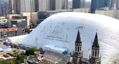 China encontró la solución definitiva para las molestas obras: una cápsula gigante que reduce ruido, polvo y hasta olores