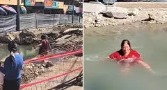 Peruana deja en shock a usuarios de TikTok luego de bañarse en medio de una construcción: “No era una piscina”