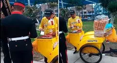 Captan a heladero vendiendo panchos ante intenso frío y en redes bromean: “Todo terreno”