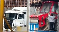 Camión queda atorado en puente Bajada de Baños, que estaba en mantenimiento, en Barranco