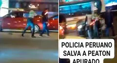 Policía salva a hombre de ser atropellado cuando intentaba cruzar la Panamericana Norte