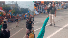 Peruano participa presuntamente ebrio en desfile de Fiestas Patrias y causa furor en redes: "El sargento Huascarán"