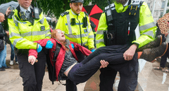 Policía de Londres arresta a 55 manifestantes por sostener carteles de apoyo a los palestinos durante protestas