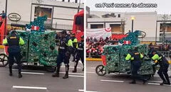 Mototaxi se malogra en pleno desfile por Fiestas Patrias en Independencia y es empujado por serenos: “No, la policía”