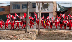 Peruano graba desfile por Fiestas Patrias y nota a escolar llevando bandera de Venezuela