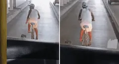 Ciclista es captado invadiendo el carril exclusivo del Metropolitano y genera indignación de los pasajeros: "Conchudo"