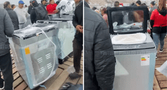 Peruano en Ancón se sorprende al ver que pescadores venden lavadoras caídas de contenedores al mar en S/300: "Tiene todas las piezas"