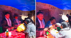 Adulta mayor conmueve al llegar a boda en el Cusco con una bolsa llena de choclos para regalar a pareja: novia le besó sus manos