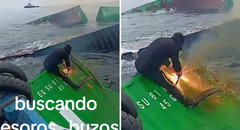 Buzo es captado cortando contenedor en el mar del Callao y redes estallan: “Ellos ya habrían sacado el Titanic”