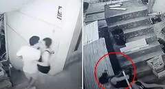 cámaras graban caída de pareja desde un segundo piso en Huánuco: mujer muere y hombre queda herido