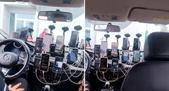 Taxista en aeropuerto Jorge Chávez sorprende al tener 11 celulares en su auto y en redes reaccionan: “Parece torre de control”