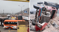 Camión se vuelca tras chocar con bus en Ancón: accidente deja un herido y caos vehicular en la Panamericana Norte