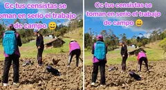 Censista ayudó a labrar la tierra para que su compañera pueda censar a agricultor: "Trabajo en equipo"