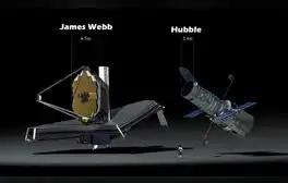La primera diferencia que salta a la vista es el tamaño de los espejos de ambos telescopios, el James Webb y Hubble. Foto: Reddit
