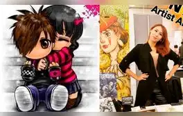 Irene Strychalski realizó la famosa ilustración Hugzz en el año 2016. Foto: captura de Instagram / @reniedraws