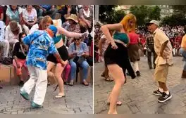 Extranjera baila huaylas en fiesta peruana