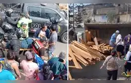 Accidente en Pasamayito: 2 heridos tras caída de camión que transportaba maderas