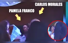 Pamela Franco da a Carlos Morales APASIONADOS abrazos y beso en la mejilla, en su cumpleaños