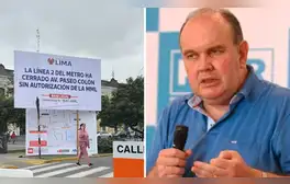 MML instala cartel contra la construcción de Estación Central de la Línea 2 en medio de las obras