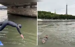 Ministra francesa nada en el río Sena para demostrar que agua es apta para los Juegos Olímpicos París 2024