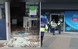 Asaltan tienda de Movistar en centro comercial La Rambla: rompieron vidrios de la entrada