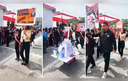 Escolares realizan desfile por Fiestas Patrias y sorprenden al disfrazarse de expresidentes de Perú